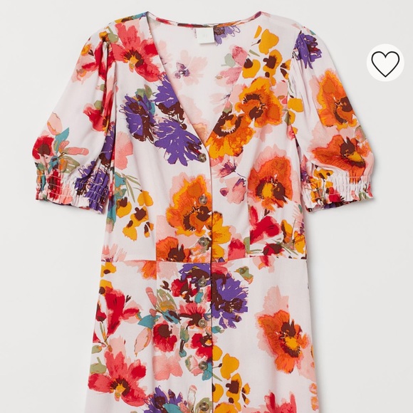 H&M Floral Print Puff Sleeve Mini Dress - Picture 4 of 6